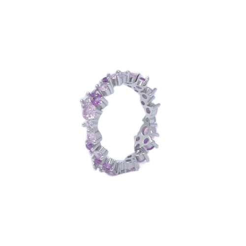 Anillo con zirconias rosadas de plata