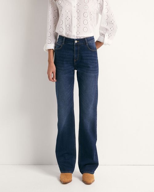 Jeans recto de tiro alto denim azul