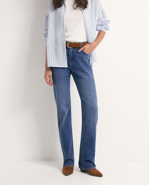 Jeans recto de tiro medio denim azul