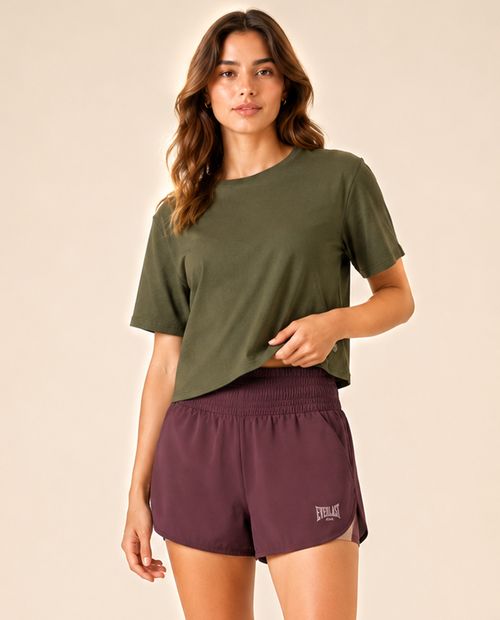 Camiseta deportiva crop sólida verde