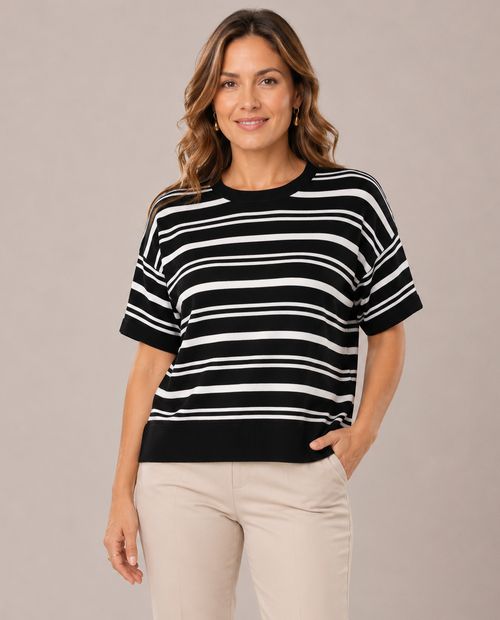 Blusa casual rayada bicolor