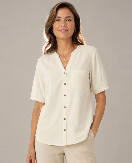 Blusa casual de lino con textura