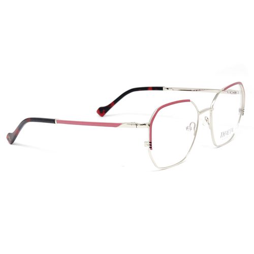 Aro completo geométrico metálico rojo Thalia para mujer