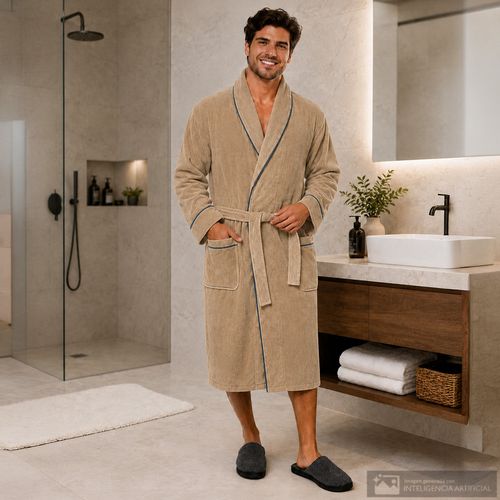 Bata de Baño London para Hombre color café