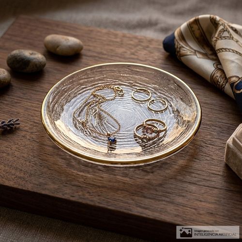 Bandeja de vidrio para joyas diseño de flor 9 x 9 cm