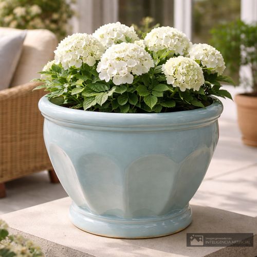 Maceta decorativa redonda de cerámica 44.5 x 44.5 x 36.5 cm