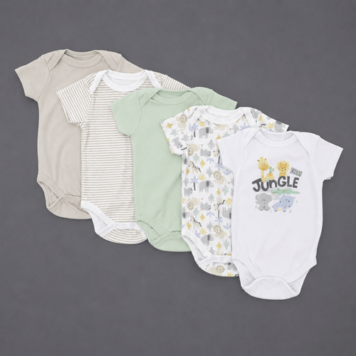 Set de 5 mamelucos con estampado de animales para bebé niño