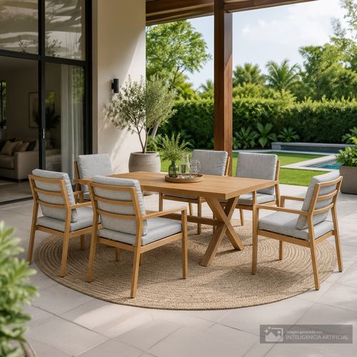 Juego de comedor para exteriores de 6 personas