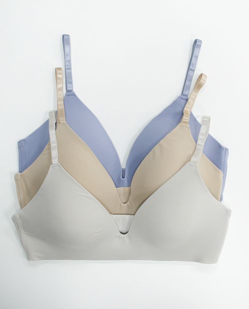 Pack de 3 brasieres sin aro sólidos multicolor