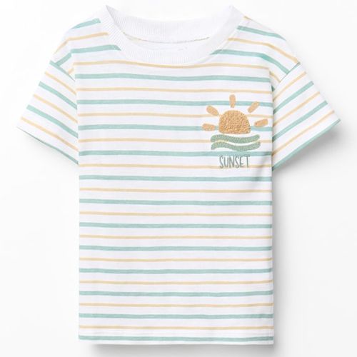 Camiseta blanca con bordado de sol para bebé niño