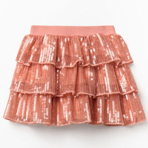 Falda rosada con lentejuelas y capas para niña