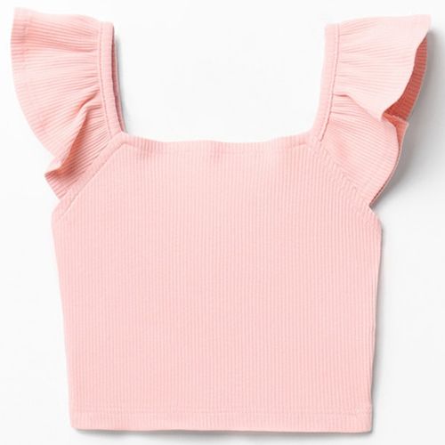 Blusa rosada crop top acanalada para niña