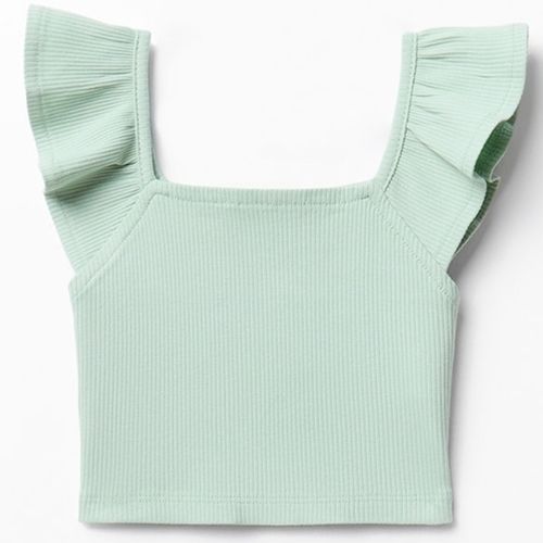 Blusa verde crop top acanalada para niña