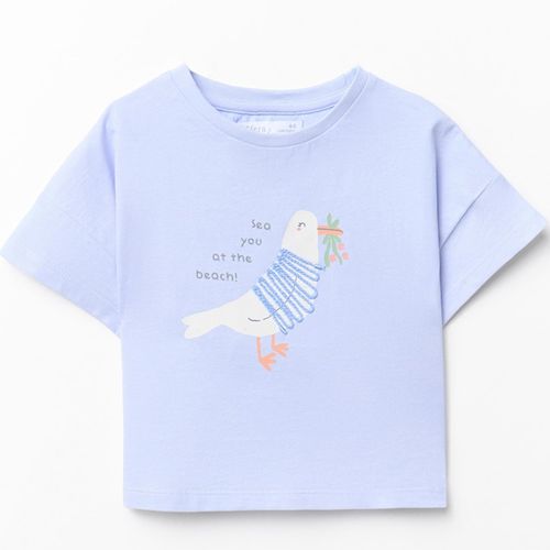 Camiseta celeste estampada de gaviota para niña