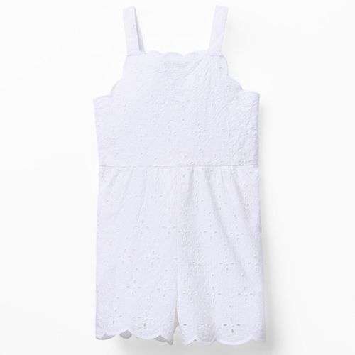 Romper blanco de bordado inglés para niña