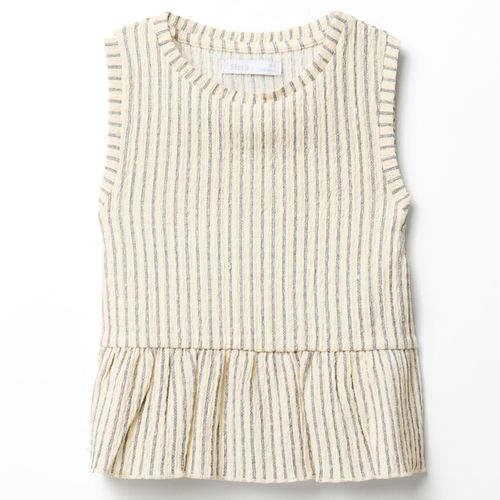 Blusa blanca rayada para niña