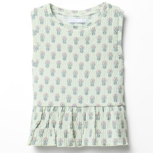 Blusa verde con estampado floral para niña
