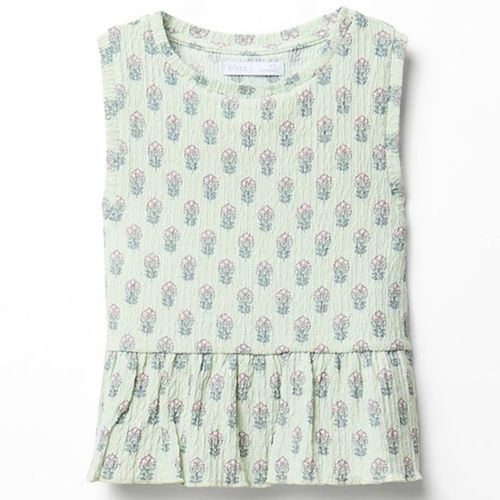 Blusa verde con estampado floral para niña