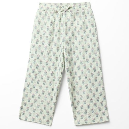 Pantalón verde estampado floral para niña