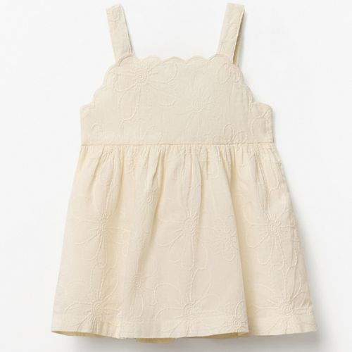 Vestido blanco con bordado floral para bebé niña