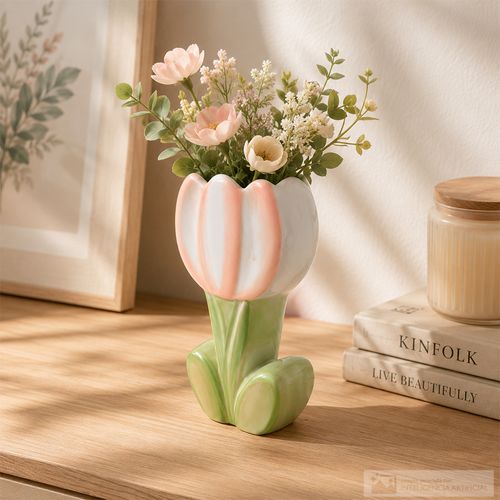 Maceta decorativa con diseño tulipán 22 x 11 x 5 cm