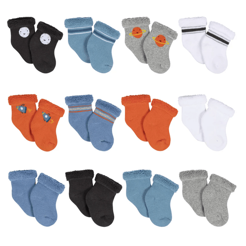Set de 12 pares de calcetines con estampado para bebé niño