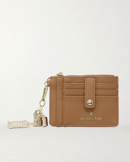 Tarjetero London Fog color café para mujer