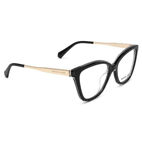 Aro oftálmico Michael Kors cat eye de acetato para mujer color negro y transparente