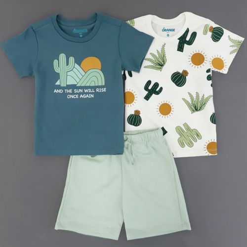 Conjunto de 3 piezas bicolor con estampado desértico para niño