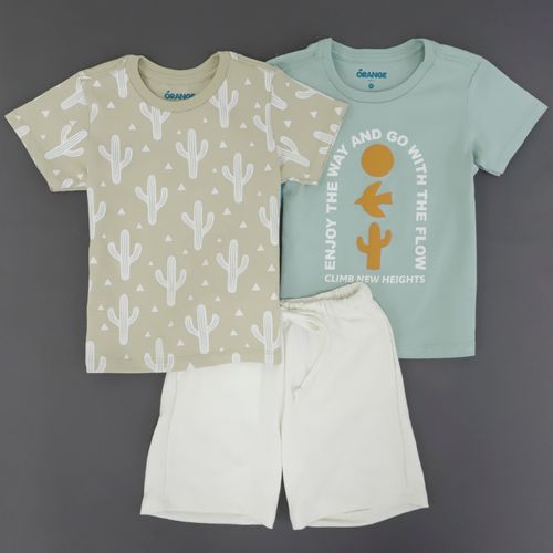 Conjunto de 3 piezas bicolor con estampado de cactus para niño