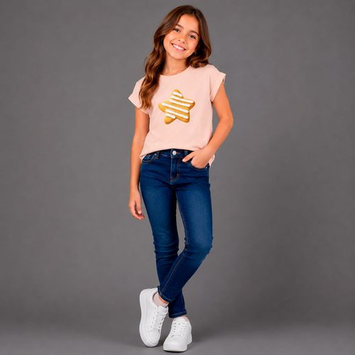 Camiseta rosado con estampado de estrella para niña