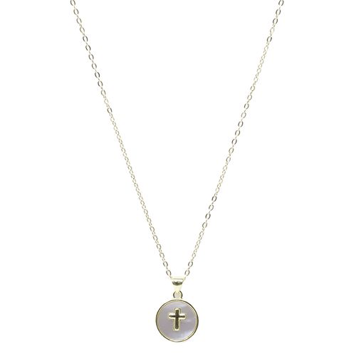 Collar con dije de cruz en baño de oro 1 mm-48 cm