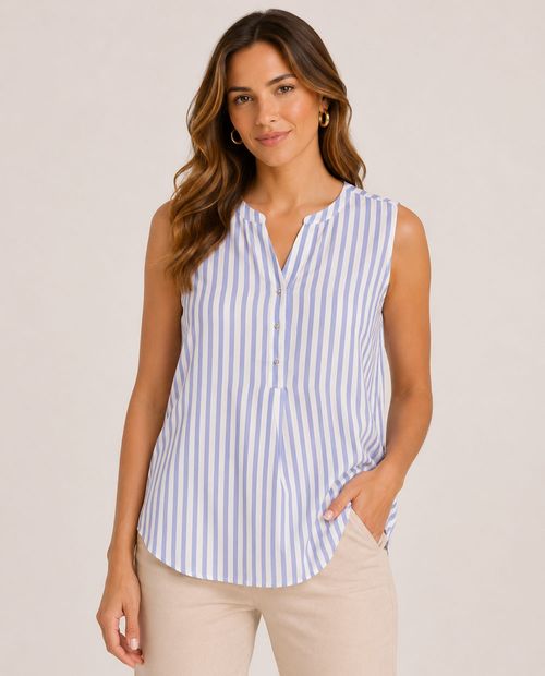 Blusa de rayas celeste con cuello V