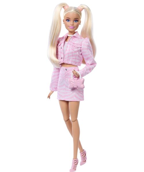 Barbie Deluxe Style Muñeca Rubia con Conjunto de Chaqueta y Falda de Mezclilla Rosa