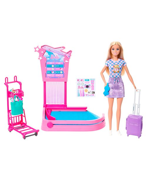 Barbie "Malibú" Set de Juego Viaje con Reclamo de Equipaje y Accesorios