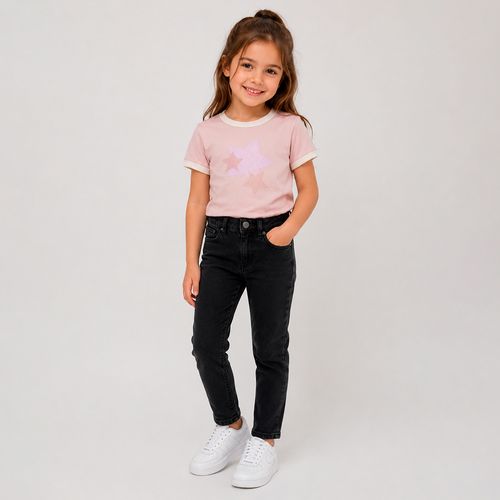 Camiseta rosada estampada de estrellas para niña