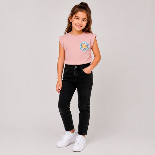 Camiseta rosada con estampado de Capybara para niña