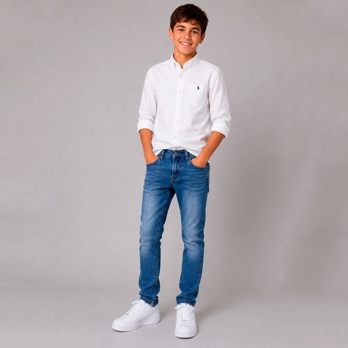 Jeans azul denim slim fit para niño