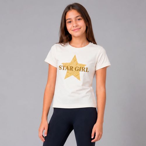Camiseta ivory estampada de estrella para niña