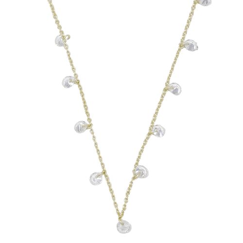Collar de plata en baño de oro con charms de cristales 1mm-46 cm