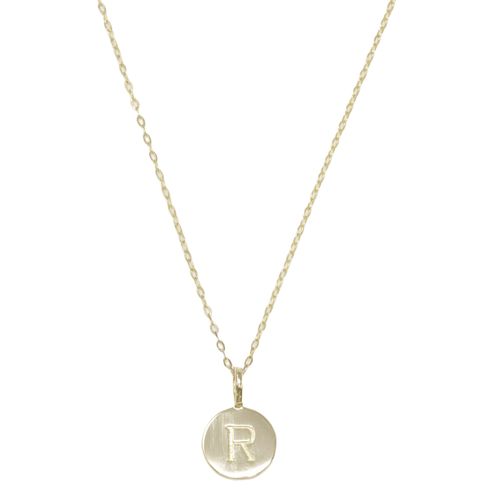 Cadena con inicial R de plata chapada en oro 18K para mujer