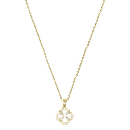 Cadena con dije de trébol chapado en oro de 18k para mujer