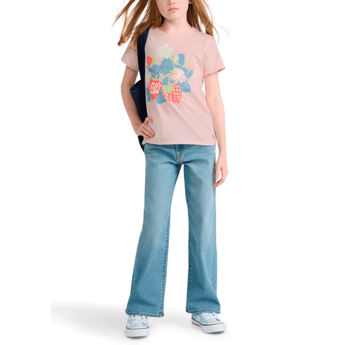 Camiseta rosada Levi's con estampado de fresas para niña