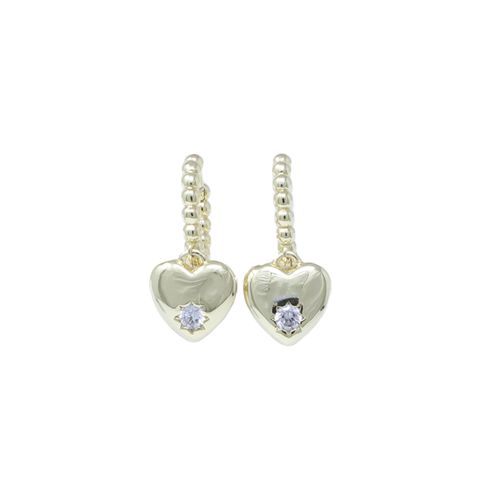 Aretes de corazón colgante en baño de oro dorados