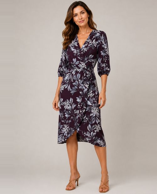 Vestido wrap cruzado estampado floral multicolor