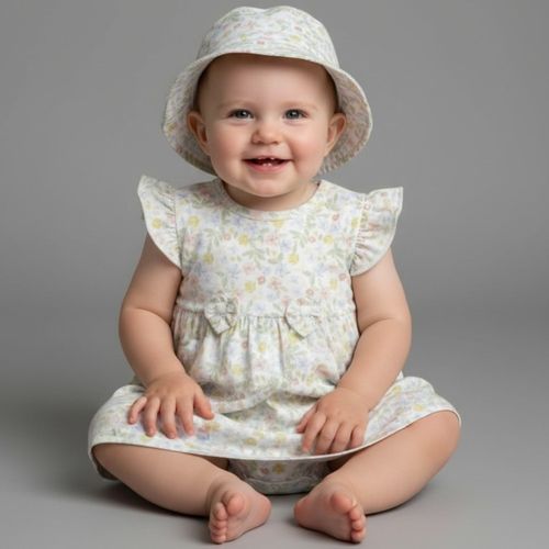 Vestido con sombrero para bebé niña