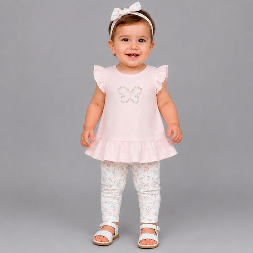 Conjunto de 3 piezas con estampado floral para bebé niña