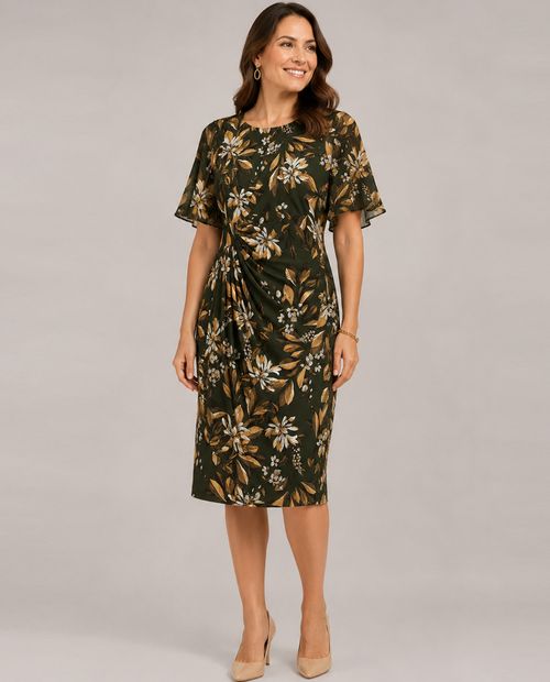 Vestido midi estampado floral multicolor