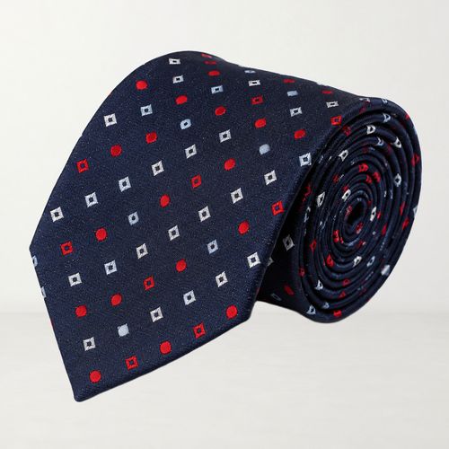 Corbata Oscar de la Renta azul marino con diseño geométrico
