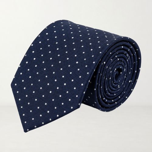 Corbata Oscar de la Renta azul marino con diseño de puntos blancos